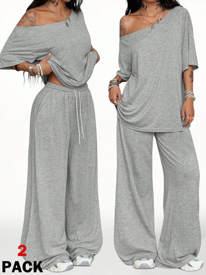 High-Waisted Wide-Leg Jogger Set