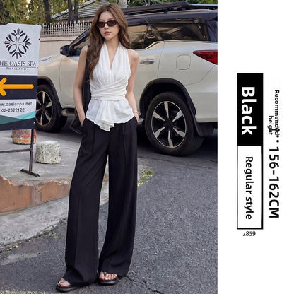 Linen-Blend Wide-Leg Trousers