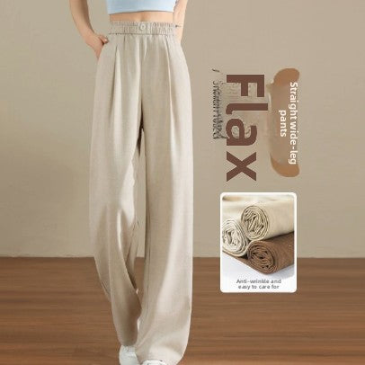 Draped Linen Wide-Leg Trousers