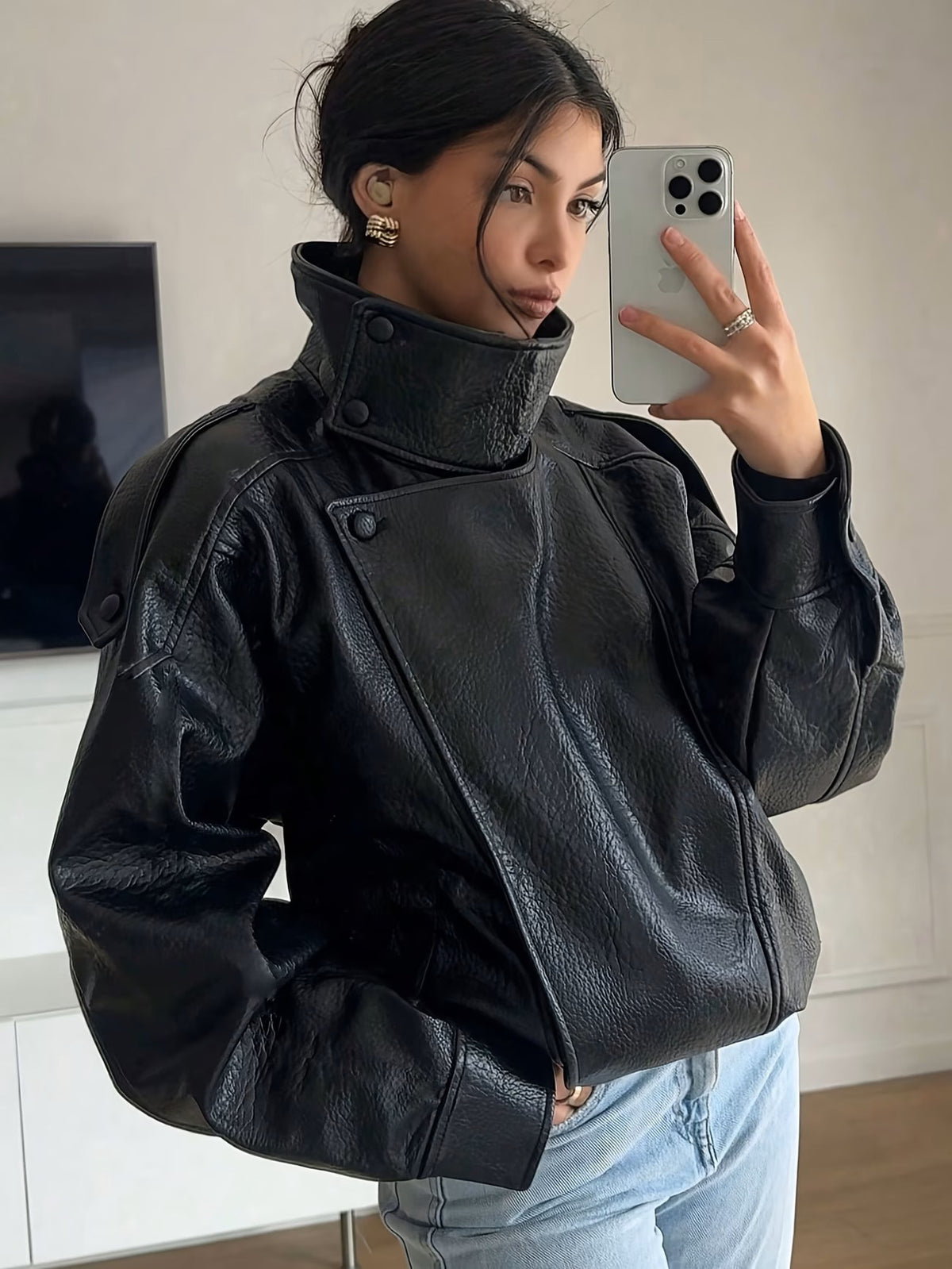 Oversized Leather-Look Jacket