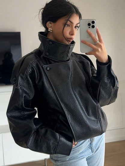 Oversized Leather-Look Jacket