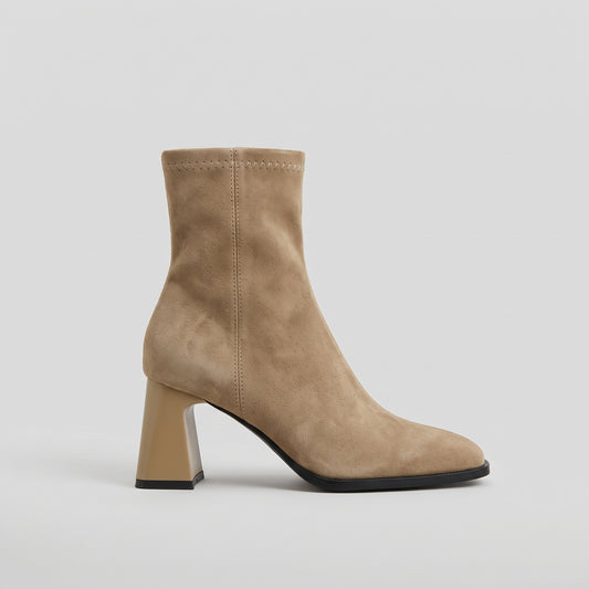 Square-Toe Suede Ankle Boots