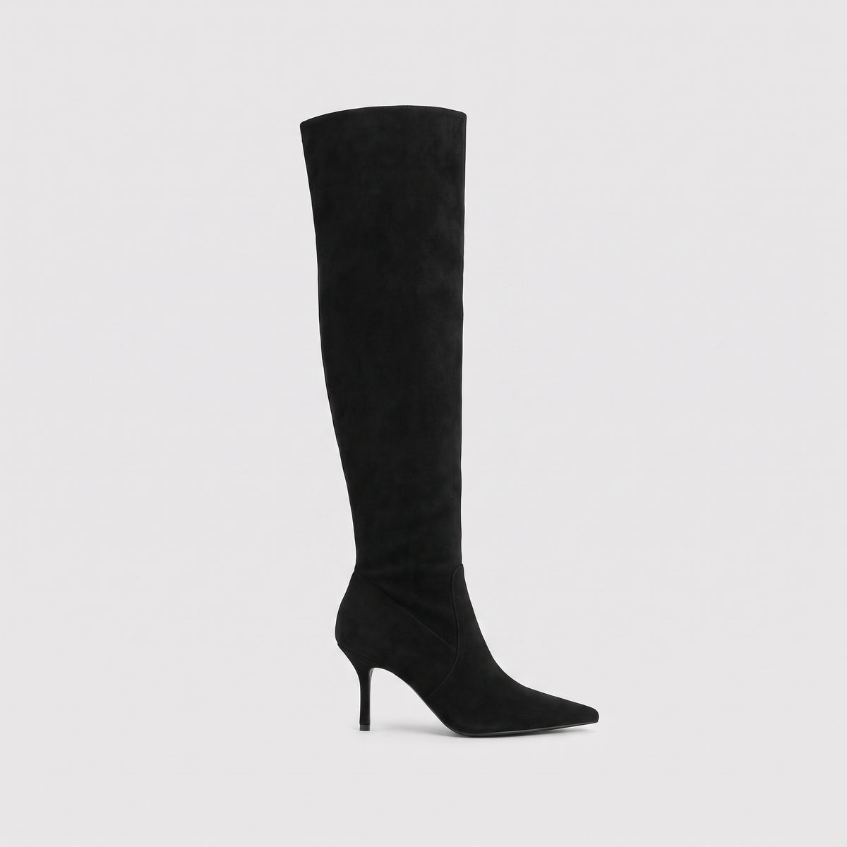 Pointed-Toe Suede Knee-High Boots