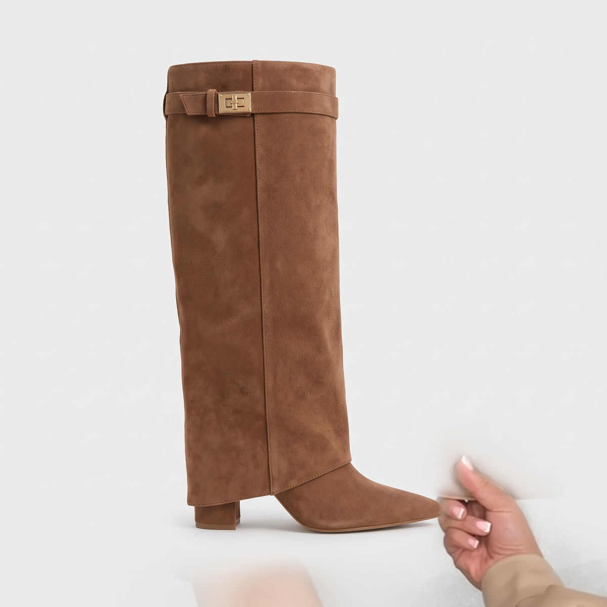 Pointed-Toe Mid-Calf Boots
