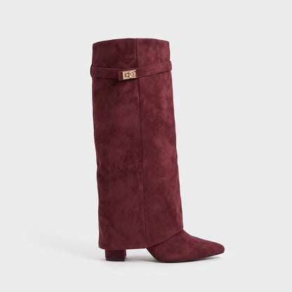 Pointed-Toe Mid-Calf Boots