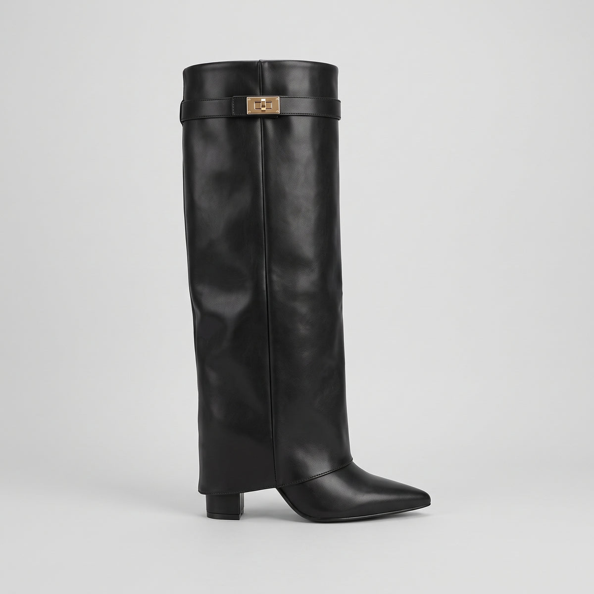 Pointed-Toe Mid-Calf Boots