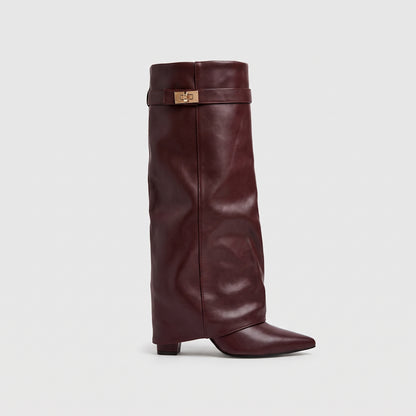 Pointed-Toe Mid-Calf Boots
