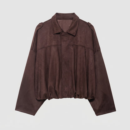 Oversized Suede Bomber Jacket