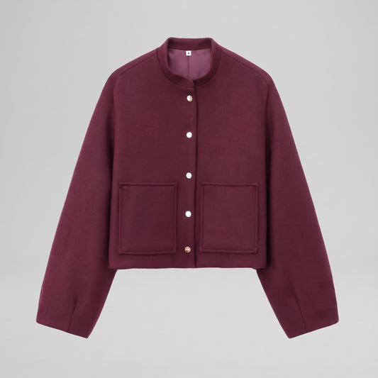 Cropped Bomber Jacket with Pockets