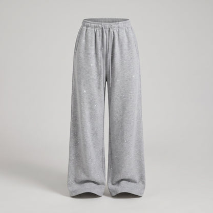 Rhinestone Wide-Leg Joggers