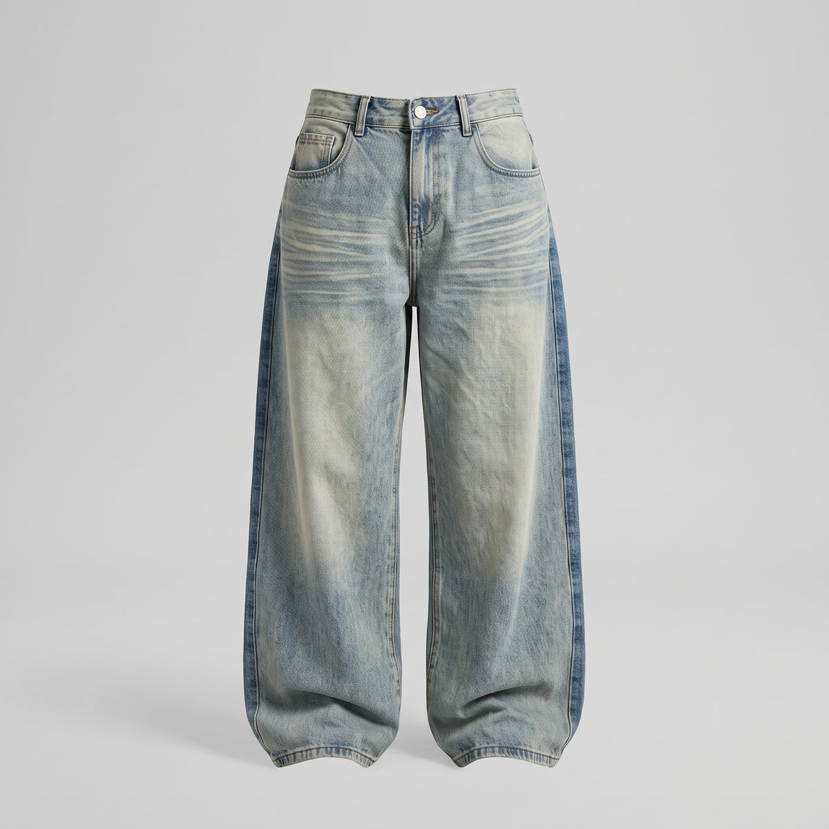 Embroidered High-Waisted Wide-Leg Jeans