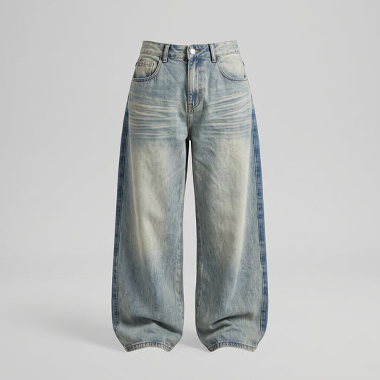 Embroidered High-Waisted Wide-Leg Jeans