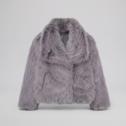 Faux Fur Square-Collar Coat