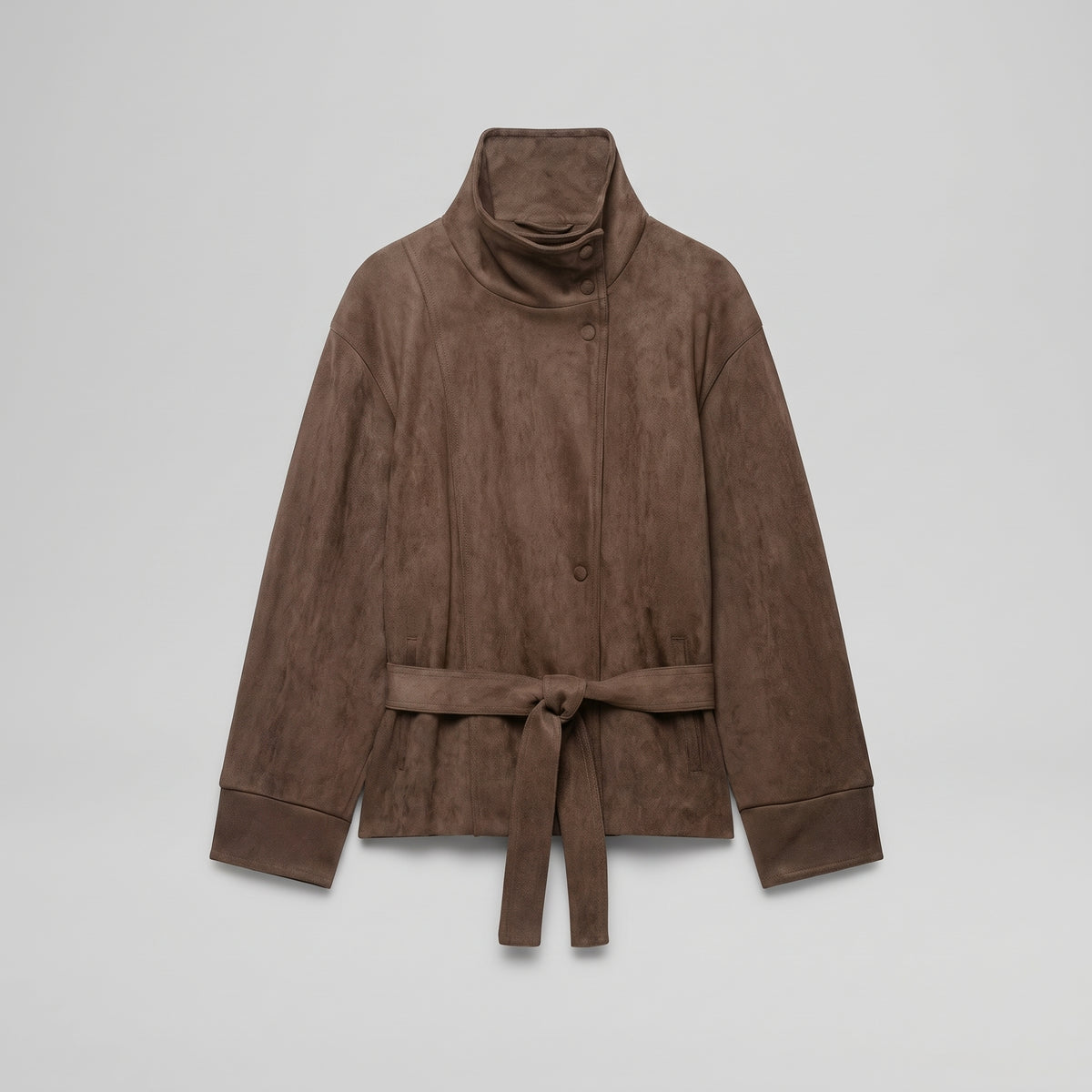 Belted Suede-Effect Jacket