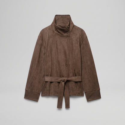 Belted Suede-Effect Jacket
