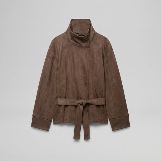 Belted Suede-Effect Jacket