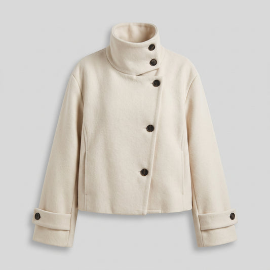Stand Collar Leather-Effect Jacket