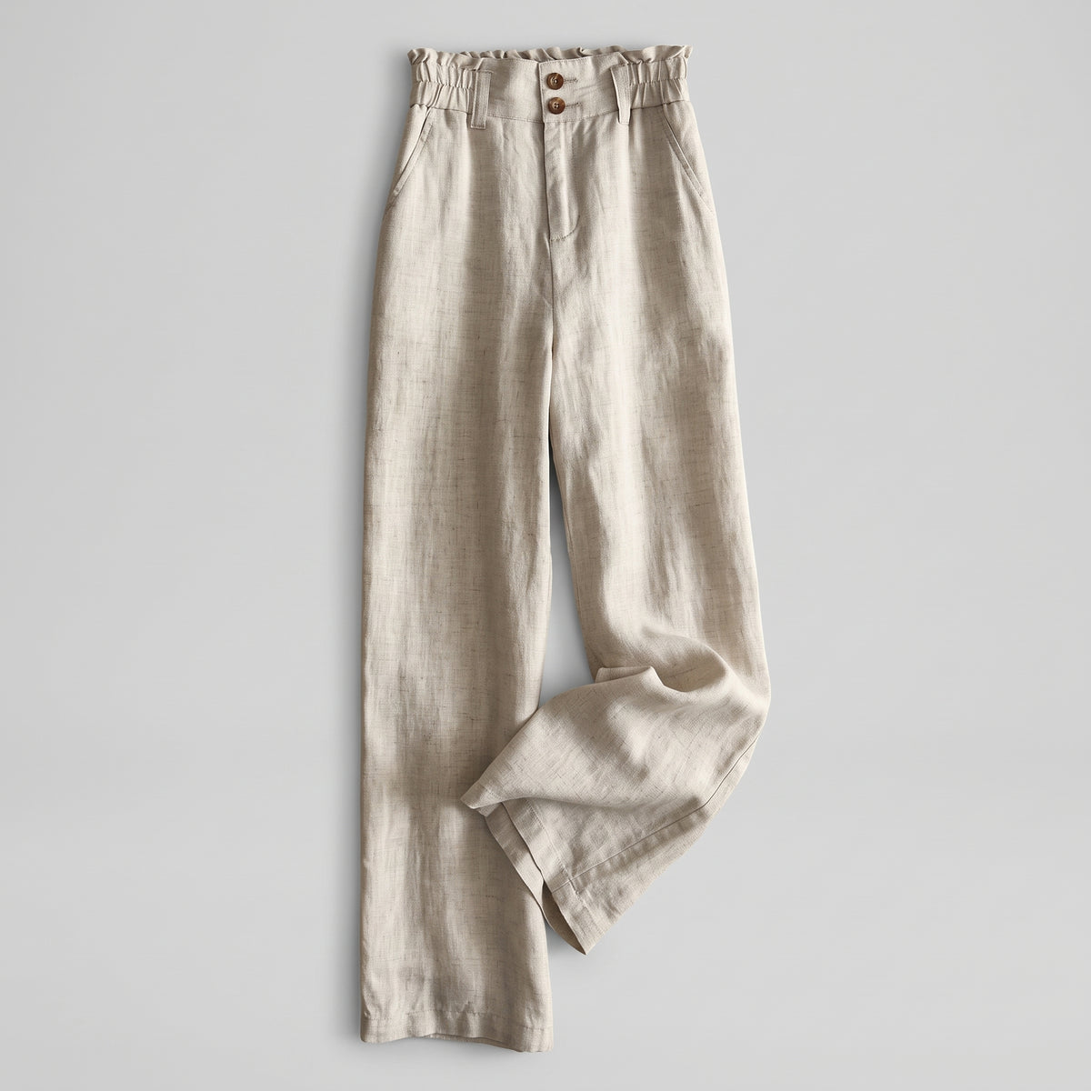 High-Waisted Linen Wide-Leg Trousers