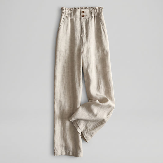 High-Waisted Linen Wide-Leg Trousers