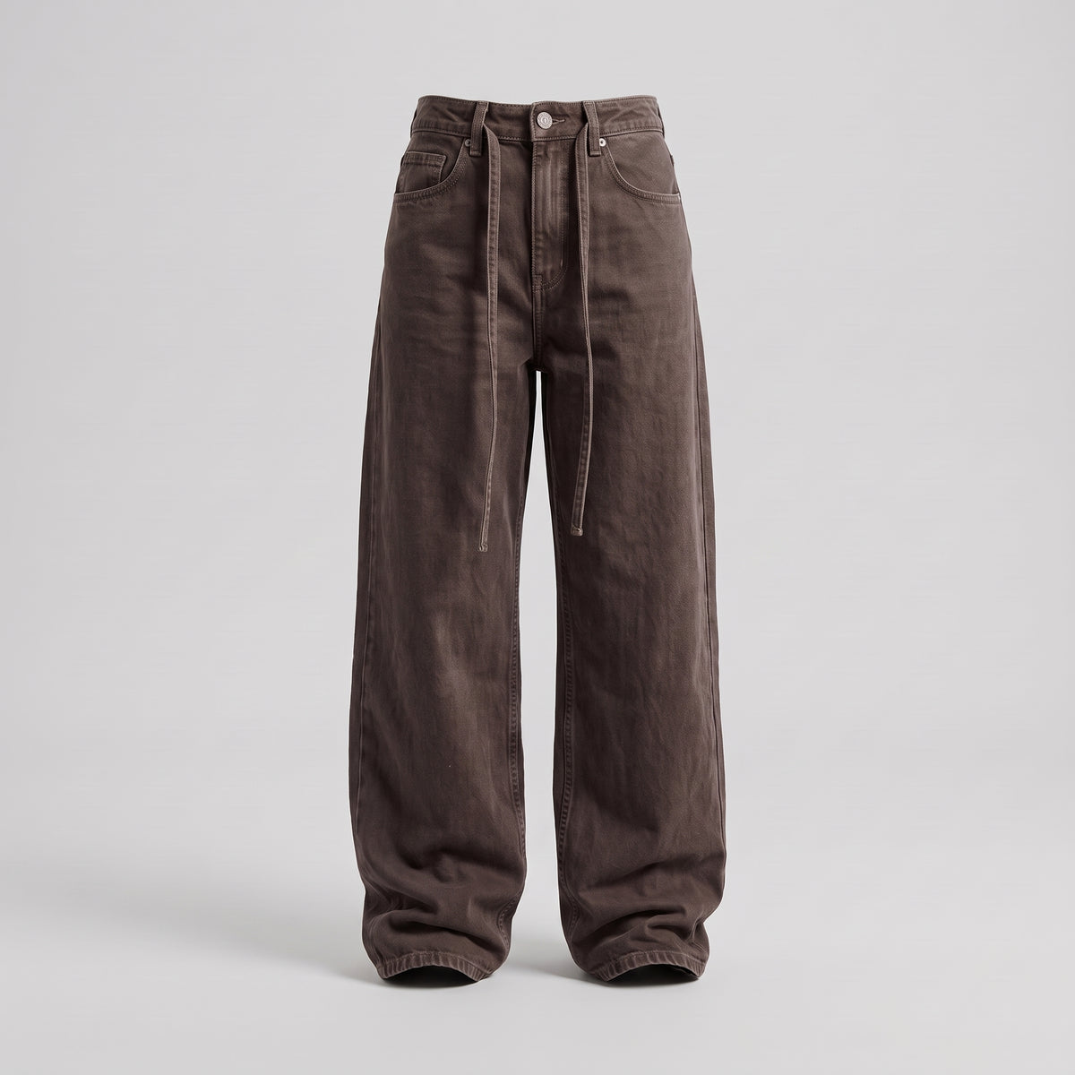 Brown High-Waisted Wide-Leg Jeans