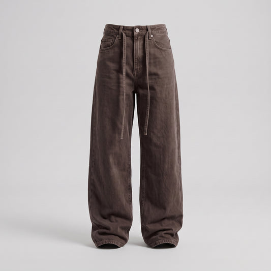 Brown High-Waisted Wide-Leg Jeans
