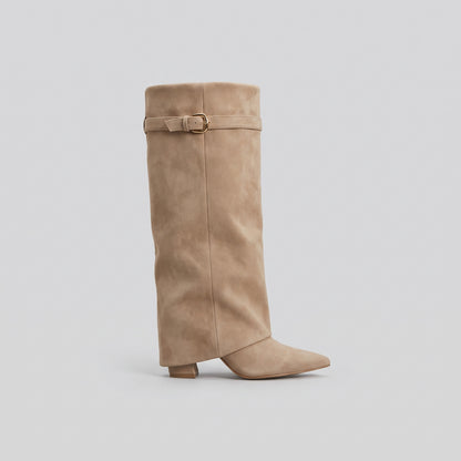 Pointed-Toe Mid-Calf Boots