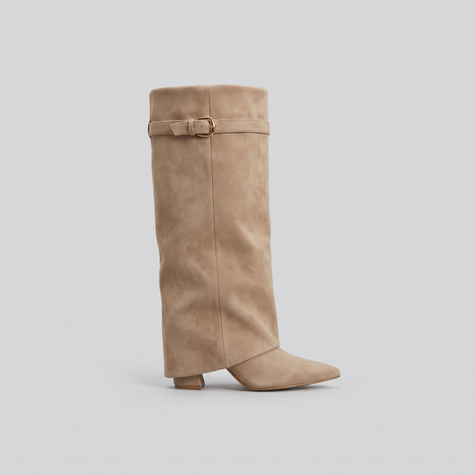 Pointed-Toe Mid-Calf Boots