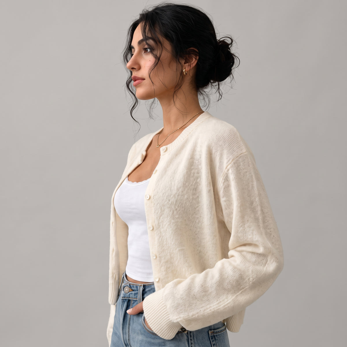 Button-Front Knit Top