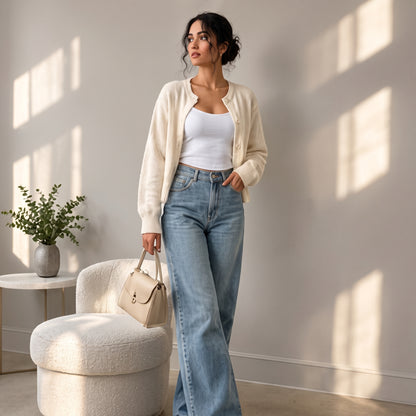 Button-Front Knit Top