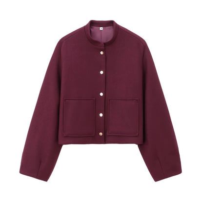 Cropped Bomber Jacket with Pockets