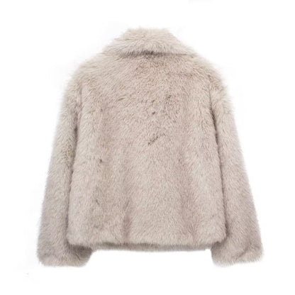 Faux Fur Square-Collar Coat