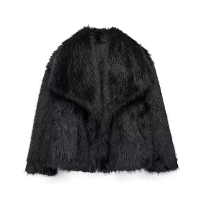 Faux Fur Square-Collar Coat