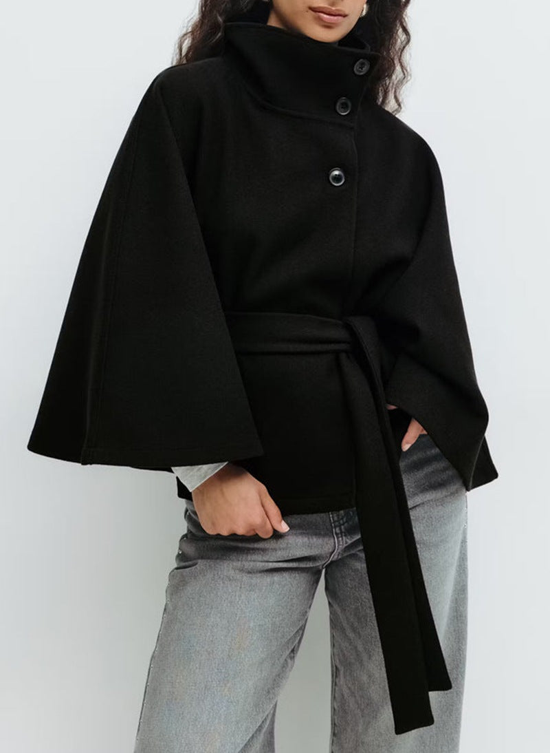Stand Collar Belted Trench Coat
