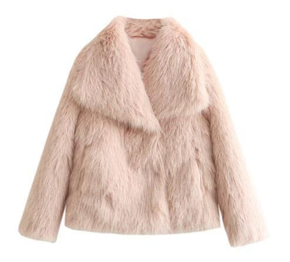 Faux Fur Square-Collar Coat