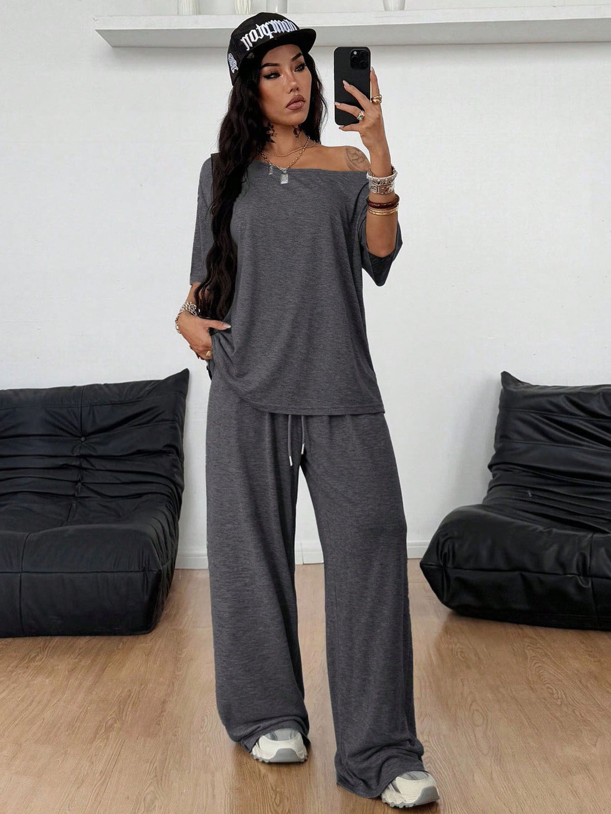 High-Waisted Wide-Leg Jogger Set