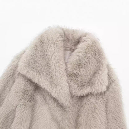 Faux Fur Square-Collar Coat