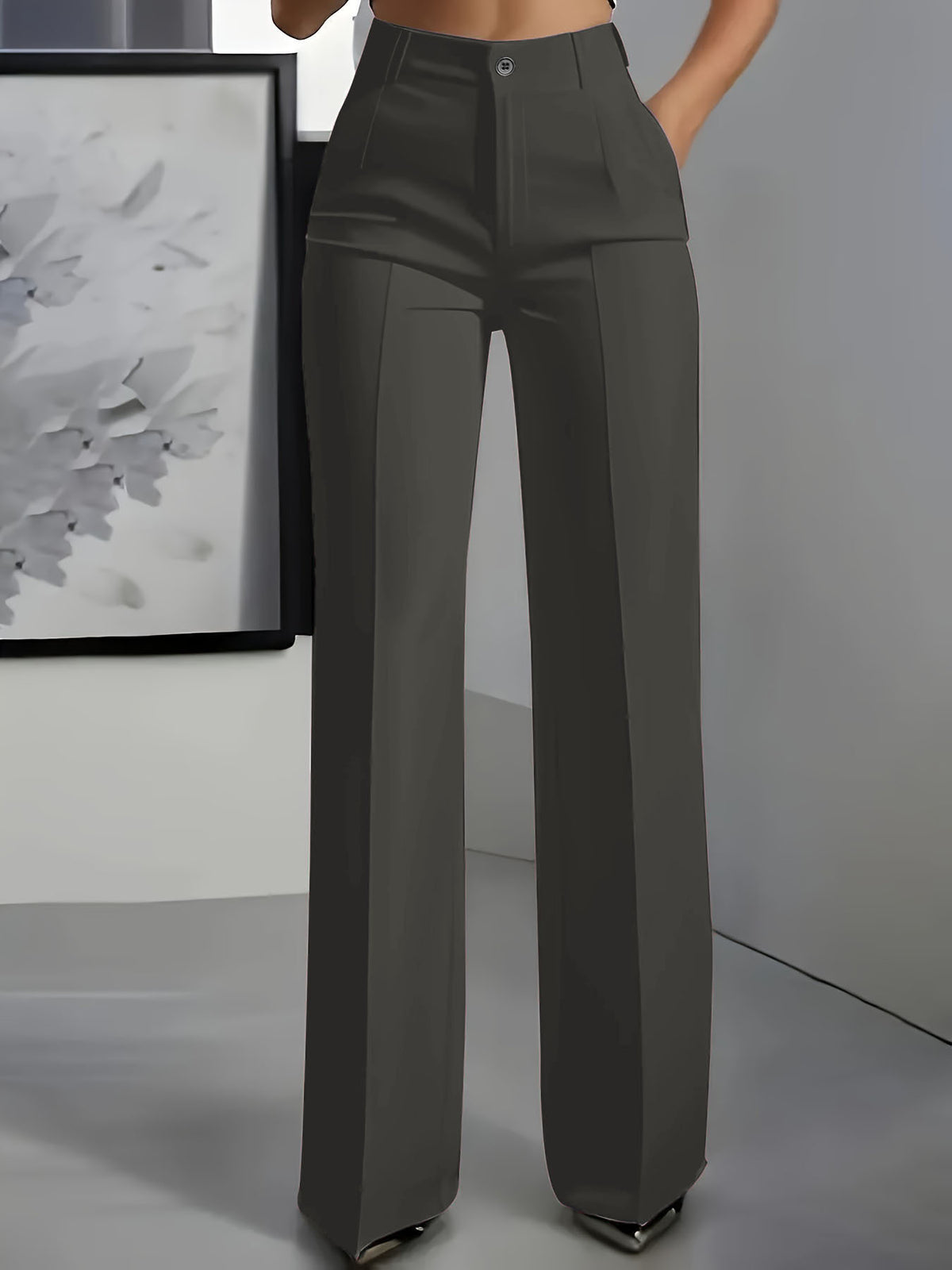 High-Waisted Straight-Leg Trousers