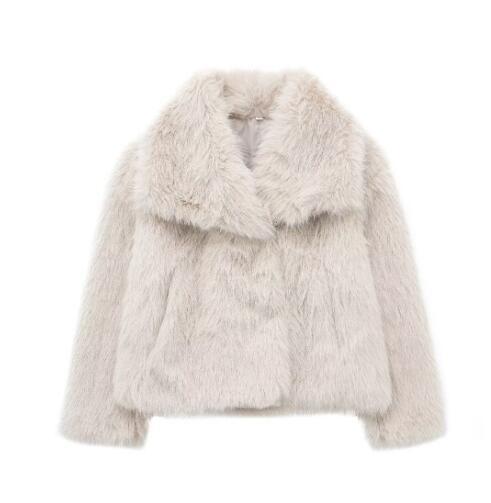 Faux Fur Square-Collar Coat