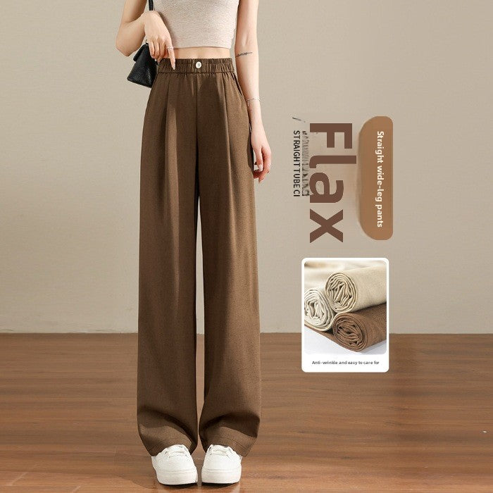 Draped Linen Wide-Leg Trousers