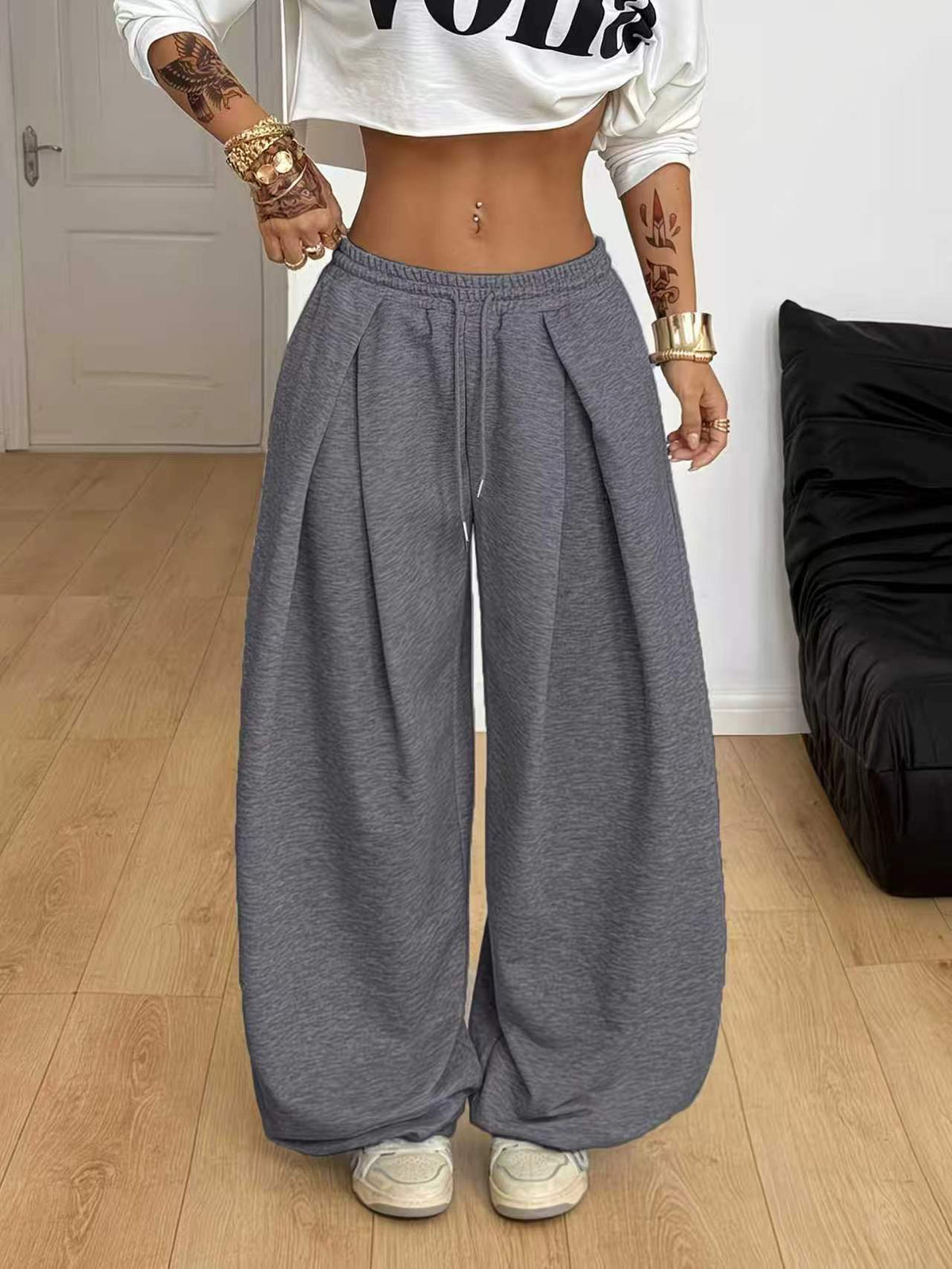High-Waisted Wide-Leg Joggers