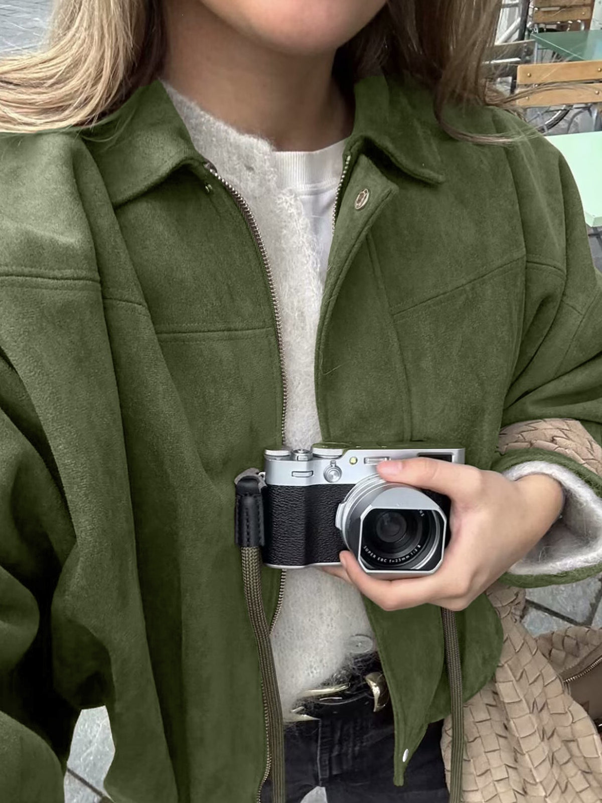 Batwing Sleeve Bomber Jacket