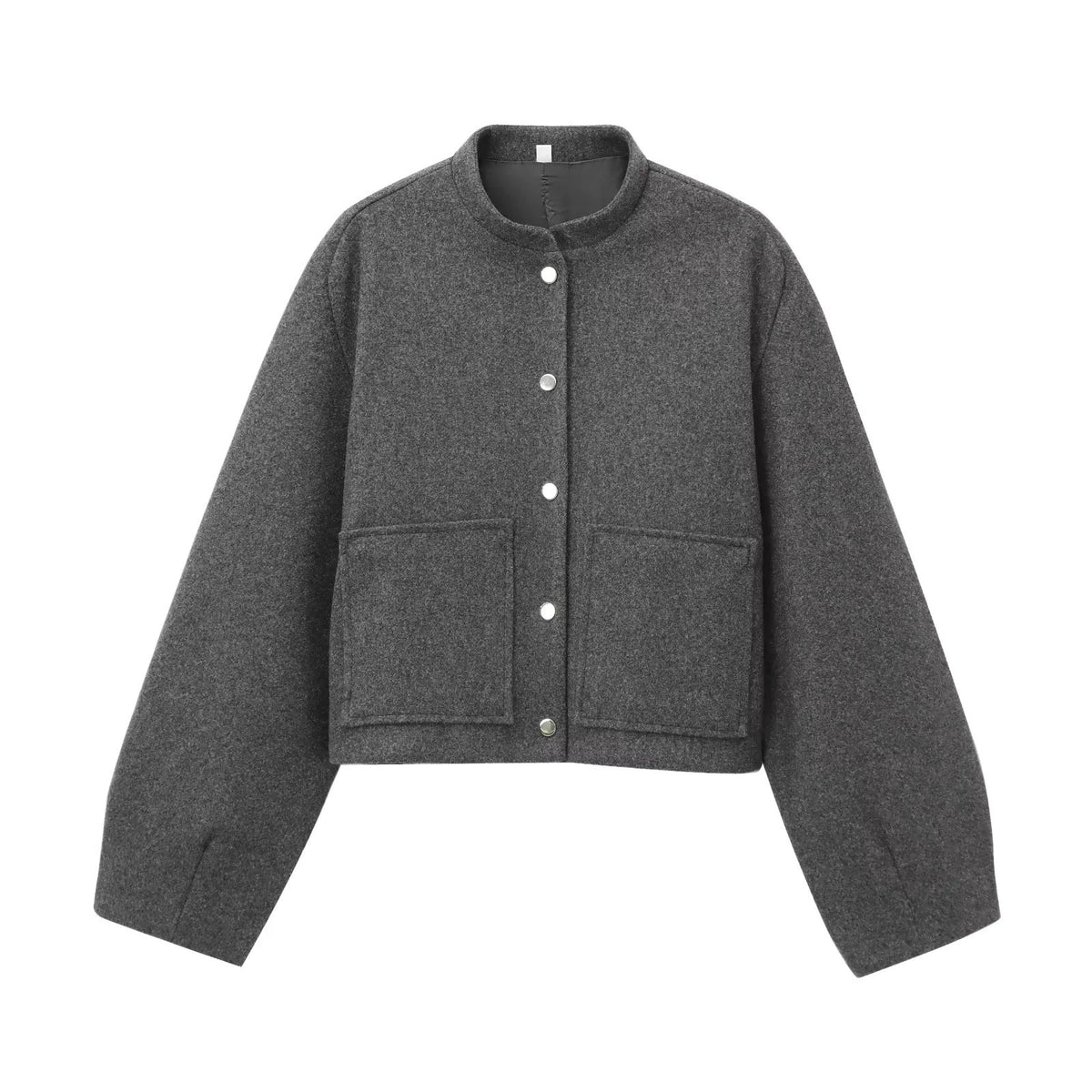 Cropped Bomber Jacket with Pockets