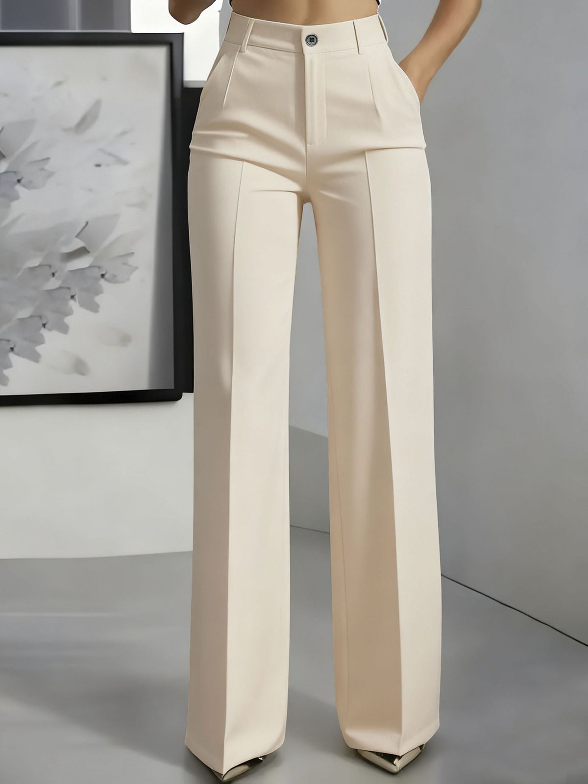 High-Waisted Straight-Leg Trousers