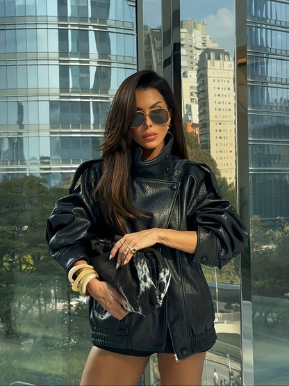 Oversized Leather-Look Jacket