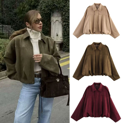 Batwing Sleeve Bomber Jacket