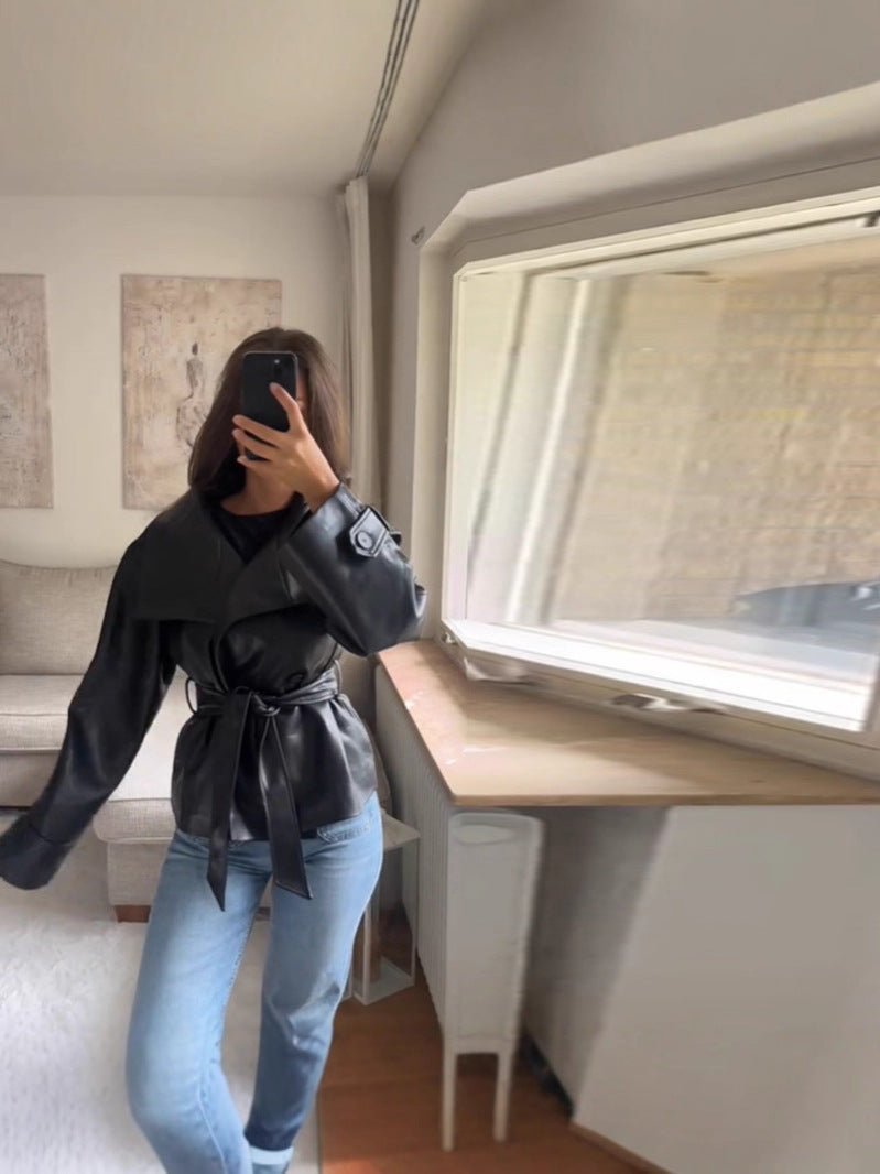 Double-Breasted Leather Jacket