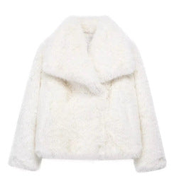 Faux Fur Square-Collar Coat