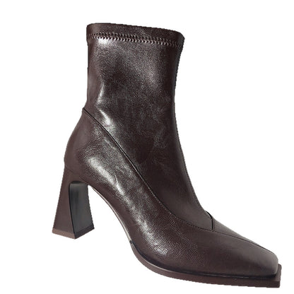 Square-Toe Leather Boots