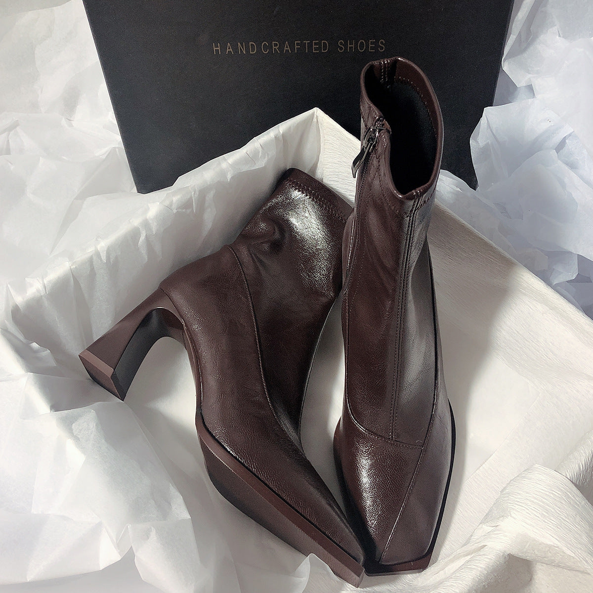 Square-Toe Leather Boots