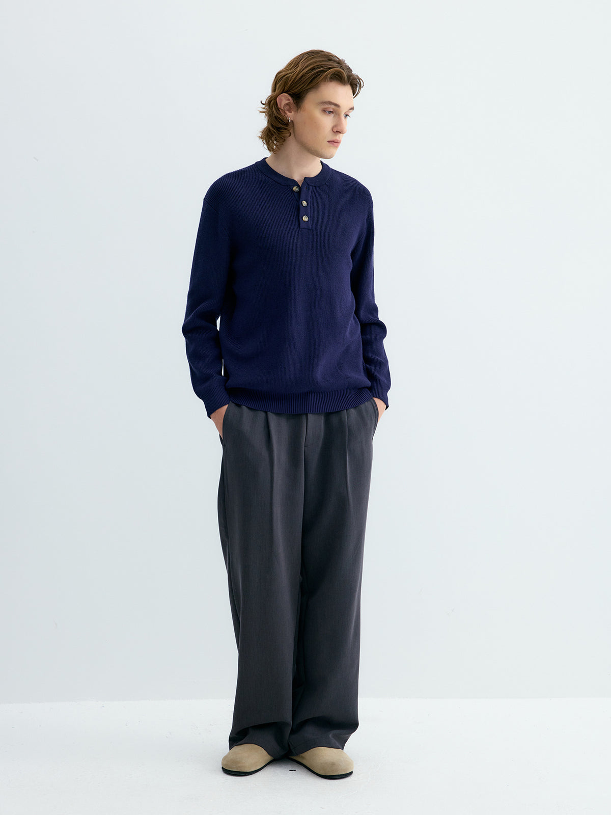 Ribbed Henley Sweater